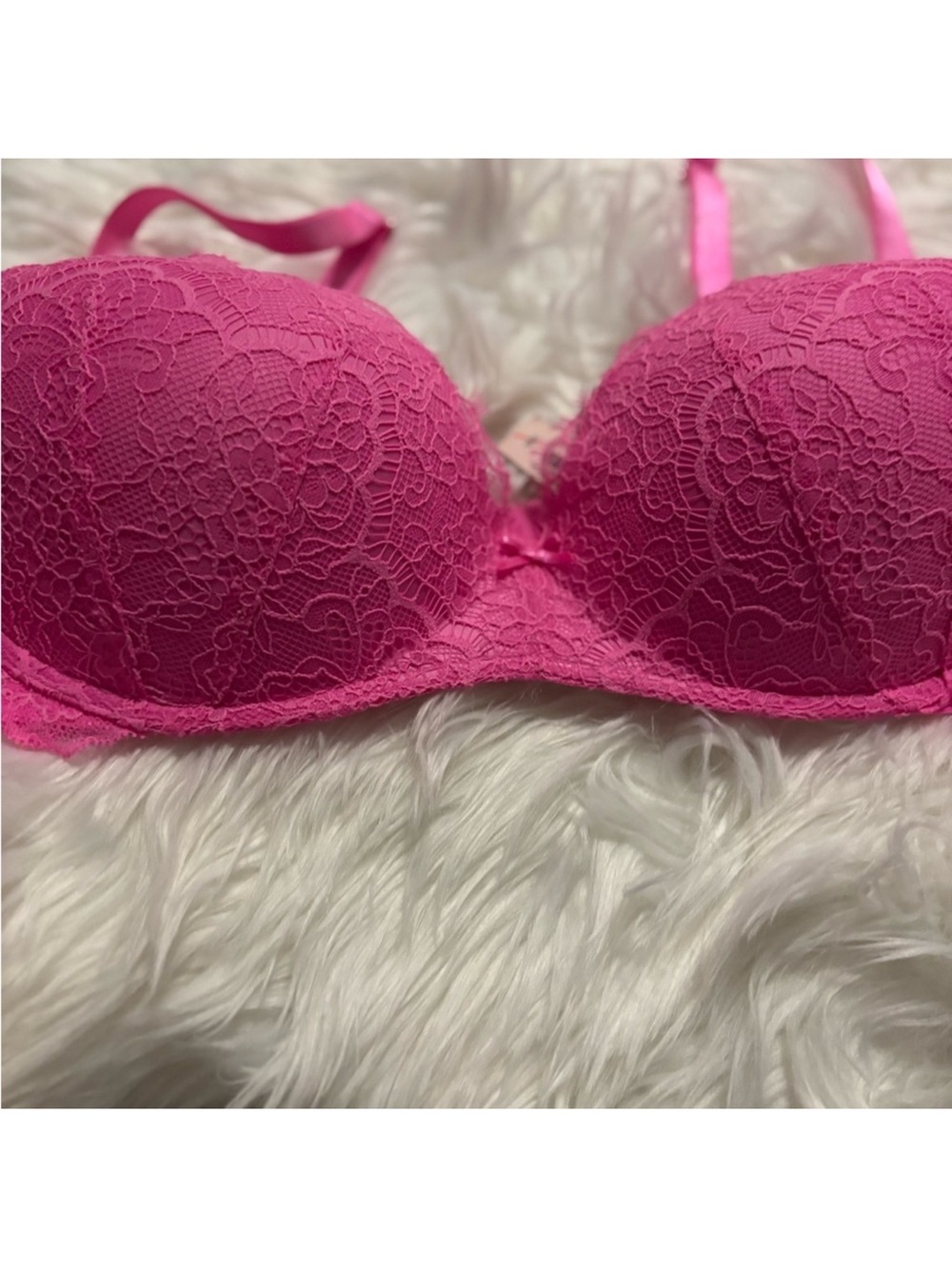 Victoria's Secret Hot Pink Lace Push-Up Bra